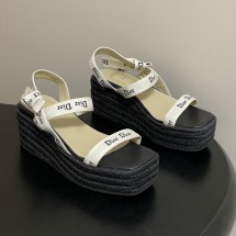 디올 자디올 스트랩 웨지힐 슬라이드 굽7.5CM 블랙 샌들 KDO653ECJ