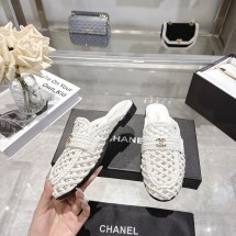 샤넬  26ss CC로고 브레이드 램스킨 슬리퍼 화이트 뮬 샌들 G47122  JM
