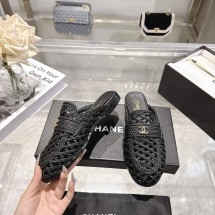 샤넬  26ss CC로고 브레이드 램스킨 슬리퍼 블랙 뮬 샌들 G47122  JM