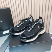 샤넬 믹스드파이버 여성 블랙 화이트 스니커즈  G45332  JM