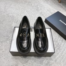 샤넬 샤이니 카프스킨 레터링 블랙 로퍼 G45788  JM