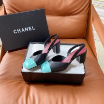 샤넬 Chanel  26SS 슬링백 힐 샌들 6CM 블랙 블루 G47204    JM