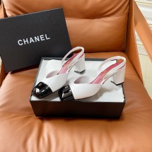 샤넬 Chanel  26SS 슬링백 힐 샌들 6CM 화이트 블랙 G47204  JM