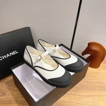 샤넬 26SS 코코비치 메리제인 화이트 블랙 스트랩 플랫 G47139  JM