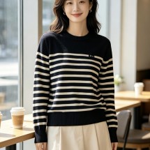 디올 리비에라 마리니에르 스웨터 레귤러 핏 블루 화이트 693M621A7030  H
