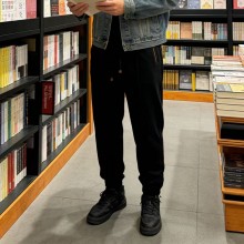 브루넬로 쿠치넬리 드로스트링 테리 스웨트팬츠 블랙 바지 MW8633315G  H