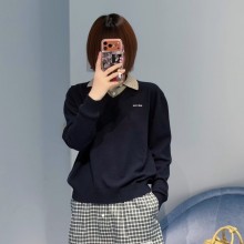 미우미우 콘트라스트 폴로 칼라 브이넥 스웨터 MML07M  H