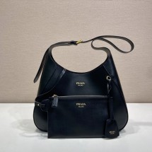 프라다 26FW 코코아 블랙 미디엄 호보 백 1BC300